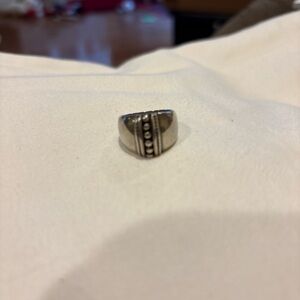 Silver Men's Ring with Black Accents
